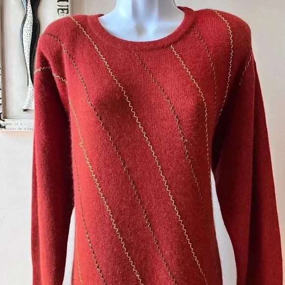 Vintage 80s Glam Marisa Christina Collection Lambswool Sequin Tunic Sweater Sz M - Picture 2 of 11